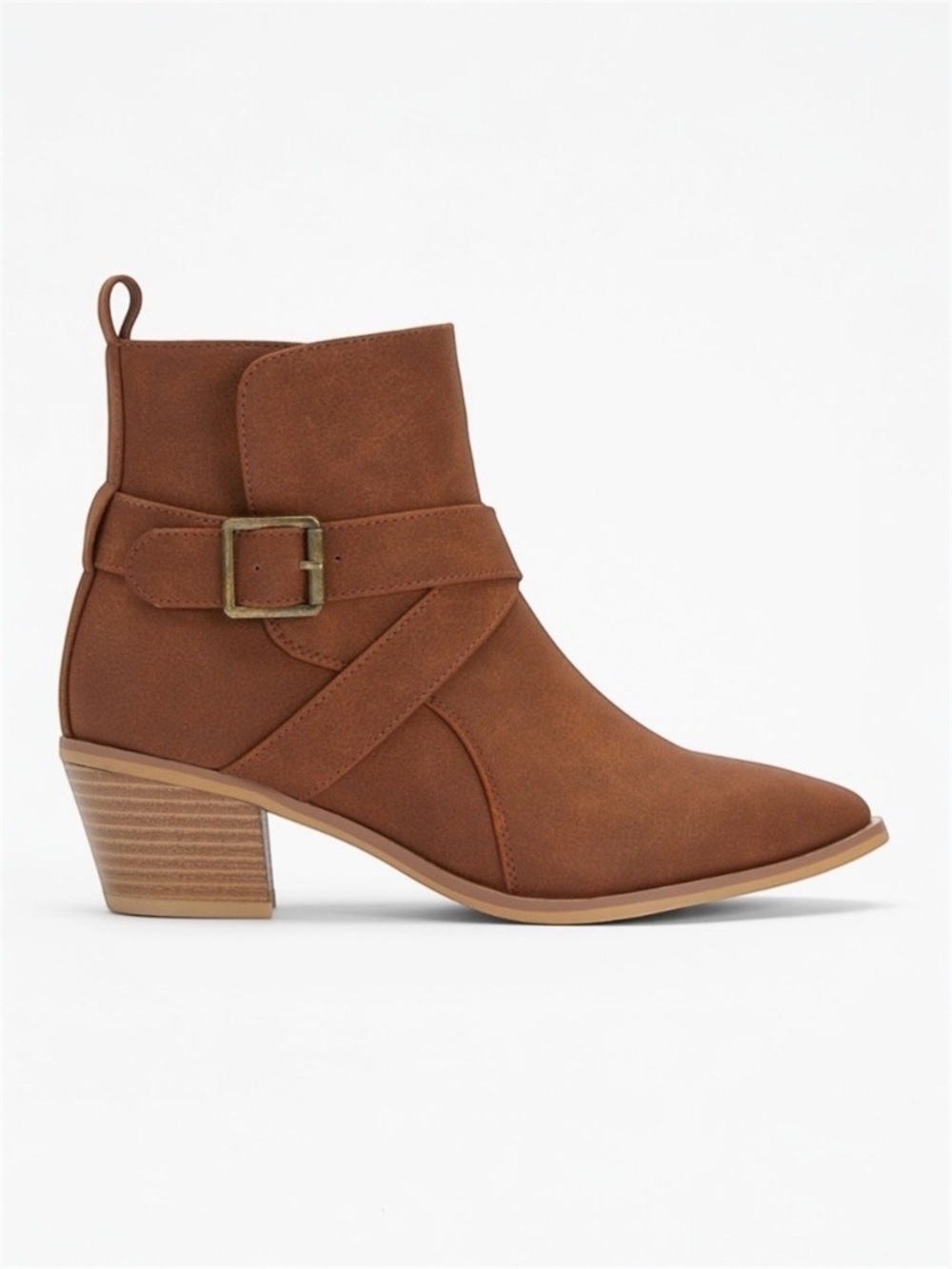 Maurices SuperCush Brown Tan Ankle Boots Booties w/ Buckle Accent Boho Size 7.5